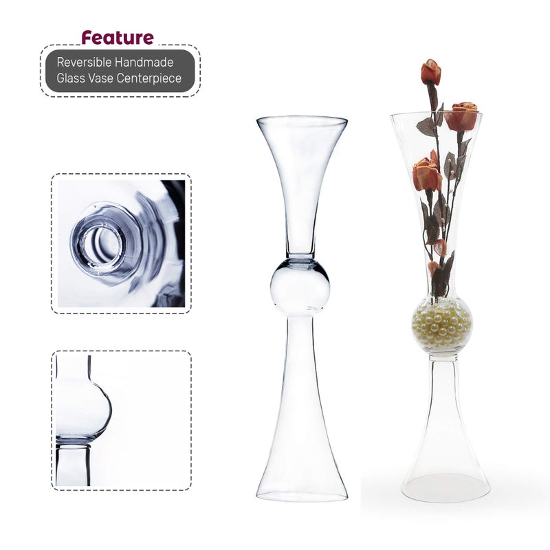 WGVI WGV Tall Trumpet Vase, Open 6", Height 24", Base 6", (Multiple Size/Color Choices) Clear Reversible Latour Floral Wedding Centerpiece Home Event Decor, 1 Piece (VTV2124) - Image 4